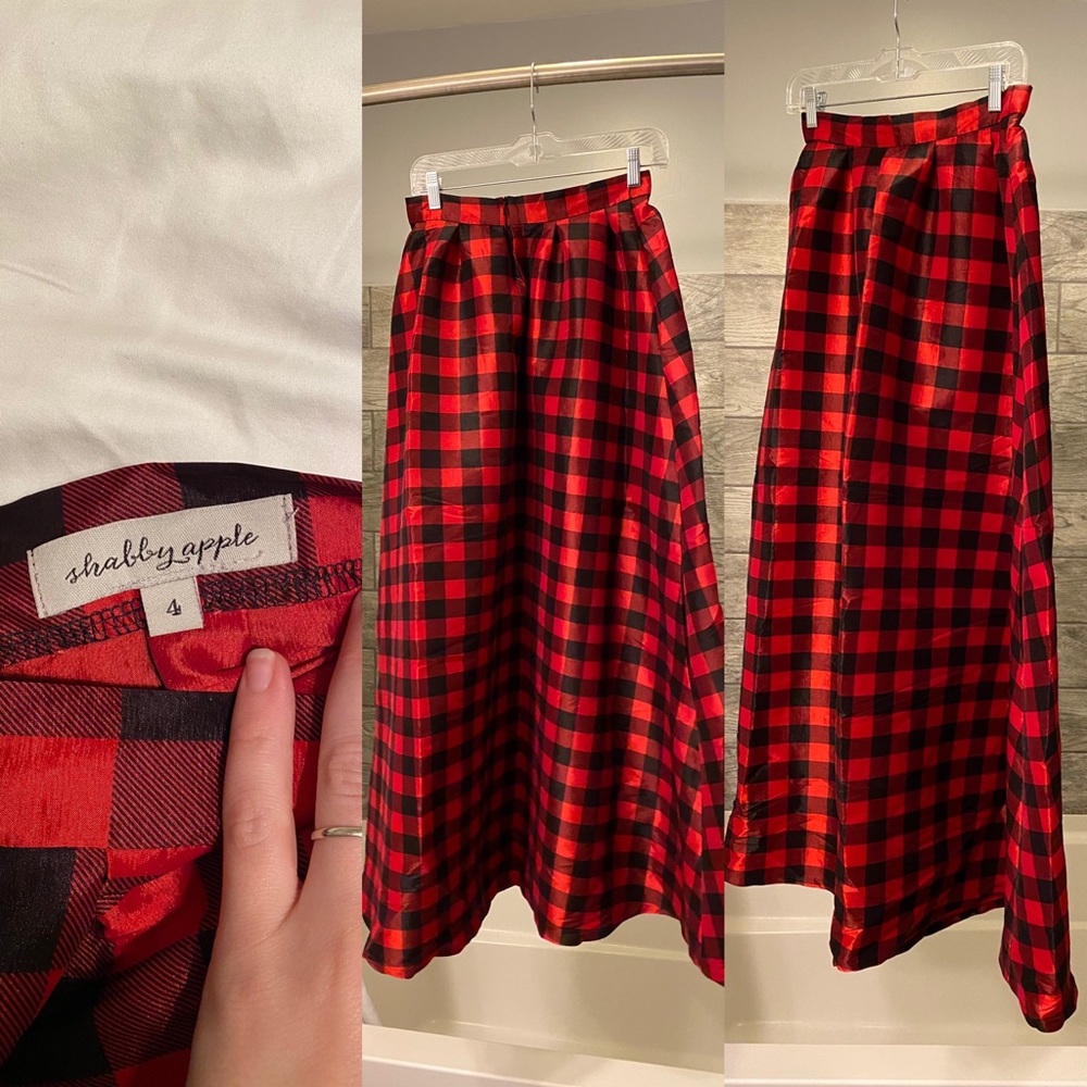 Shabby Apple Maxi Skirt Buffalo Plaid red and black size 4